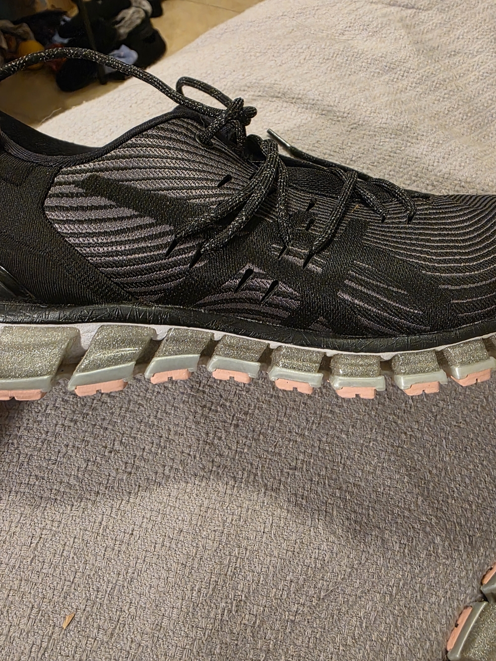 Womena's Black Athletic Running Shoe with Pink Accents